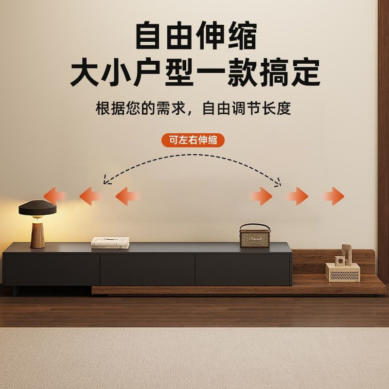 Minimalist extendable tv stand - space-saving, floor-standing coffee table for small apartments - modern, light luxury floating floor cabinet for living room