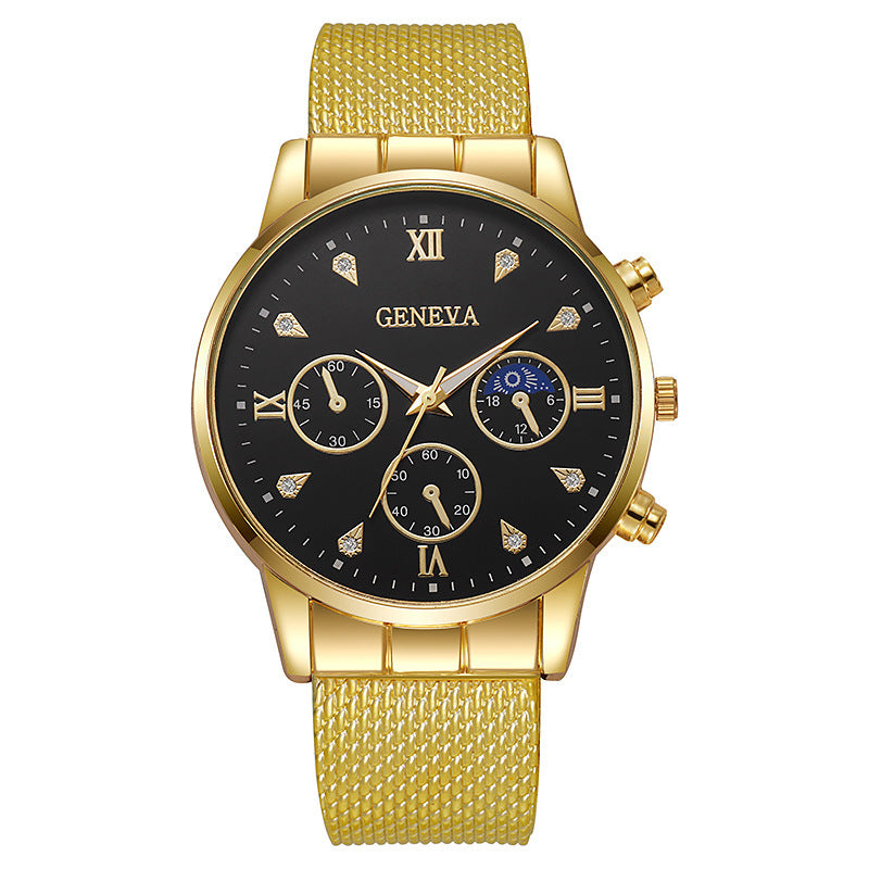 Men's mesh strap silicone quartz watch - korean style fashion luminous dial - wholesale white