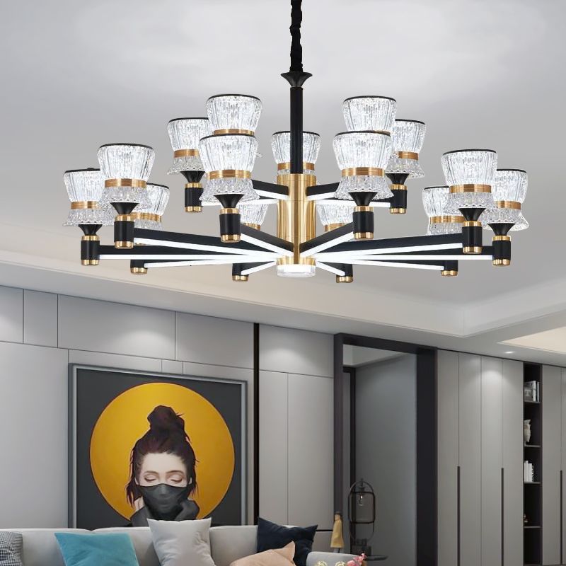 Living room lamp chandelier modern casualaccessible luxury aluminum chandelier bedroom dining room lamp arm luminous elegant dustproof