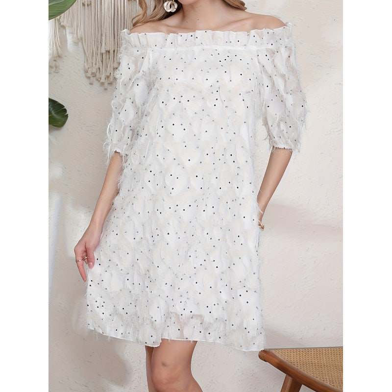 Aliexpress new arrival: women's elegant cutout tassel dress, casual a-line skirt