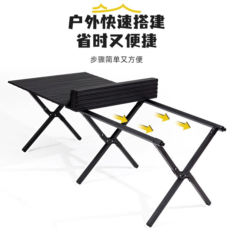 Outdoor foldable special egg roll table stalls portable picnic bbq camping thickened table and chairs complete set of equipment supplies