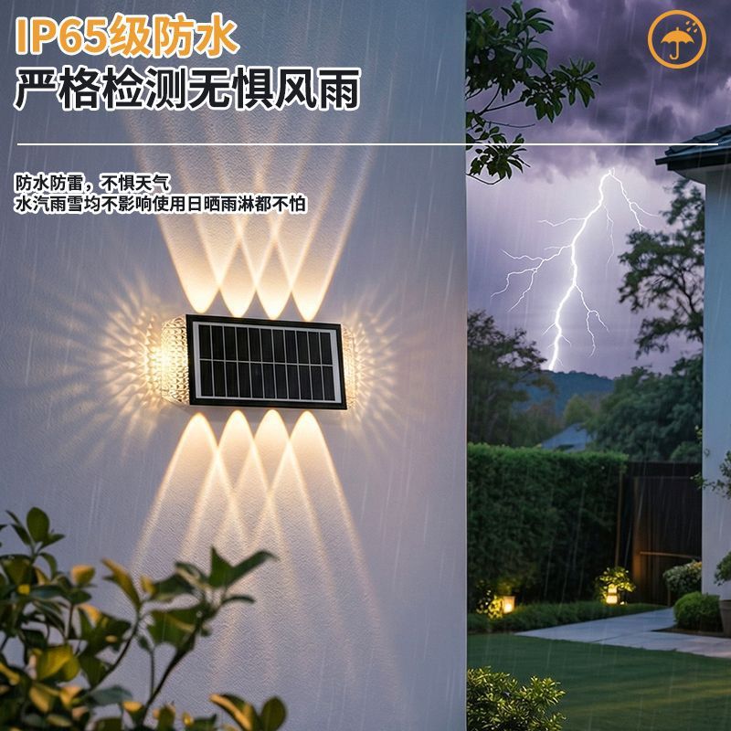 Solar powered outdoor wall washer lights - waterproof garden landscape lighting for decorative ambiance