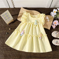 summer yellow and pink lace-trimmed girls' dress - cute, sweet, slimming, and playful for little girls