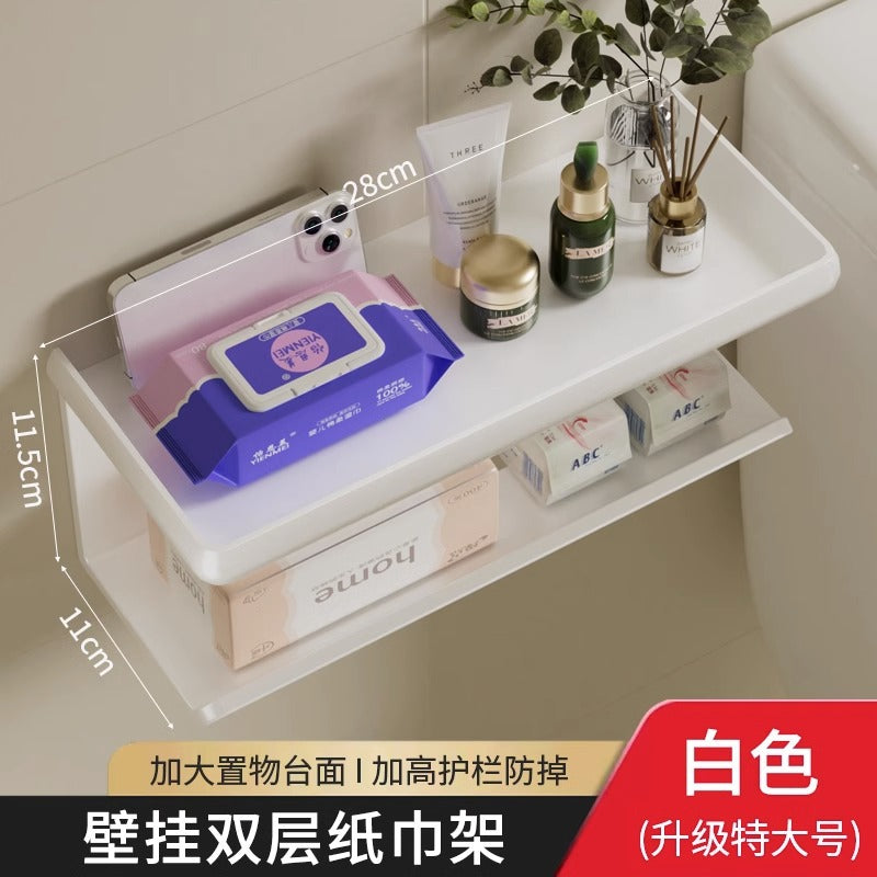 Bathroom tissue box roll paper wall-mounted toilet paper dispenser bathroom punch-free toilet paper holder washroom storage rack
