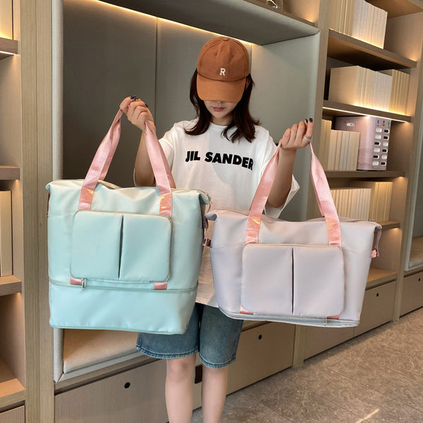 Portable folding sports fitness bag dry and wet separation short-distance travel bag men and women expandable moving luggage storage bag