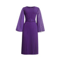 Aliexpress  new long sleeve midi solid color dress african women's plus size pleated skirt with belt