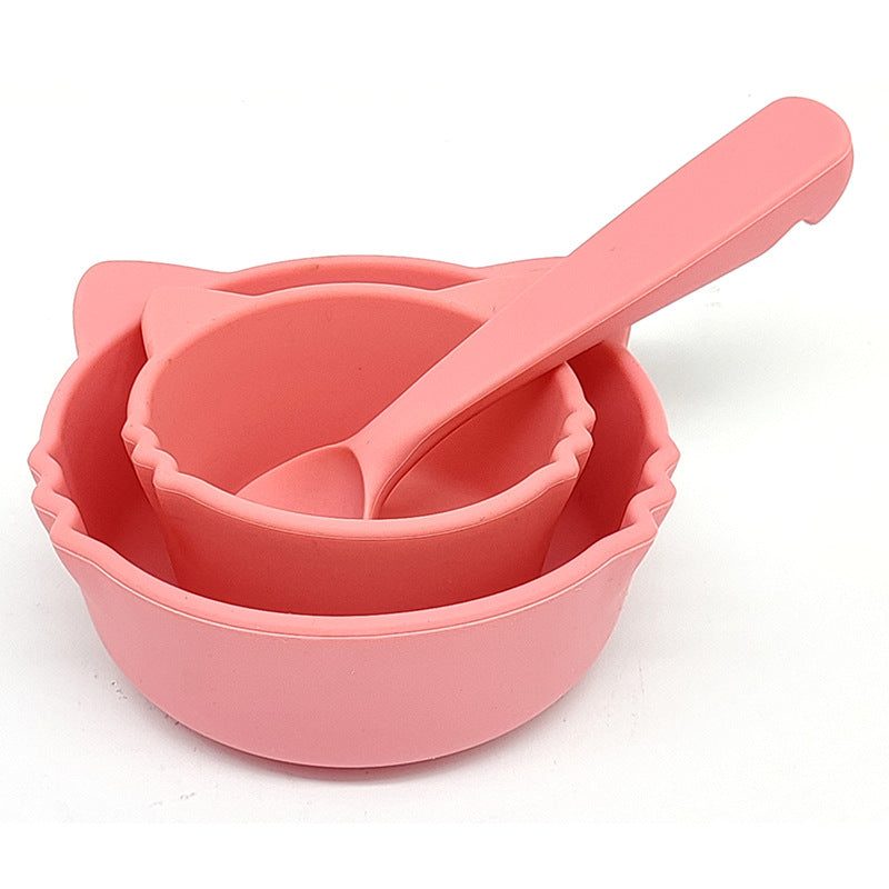 Cross-border supply Baby silicone food supplement bowl Cat shape suction cup type silicone food supplement bowl Anti-drop suction cup silicone bowl