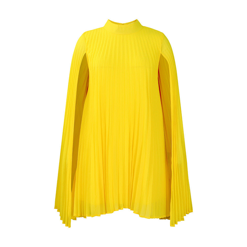 D400  women's clothing 2023 new temperament fashion chiffon pullover cape bat sleeve large size  dress
