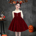 Halloween girls' dress, little girl's autumn/winter princess dress, kids' skirt, birthday chic red piano performance dress
