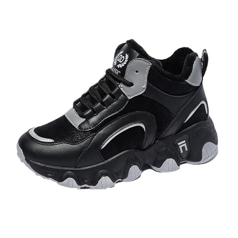 High-top velvet dad shoes women's 2024 new winter thickened warm two cotton shoes leisure travel sports shoes children