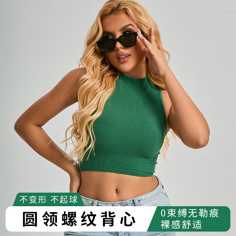 primer autumn and winter threaded turtleneck vest nylon  sports bra quick-drying yoga clothing underwear