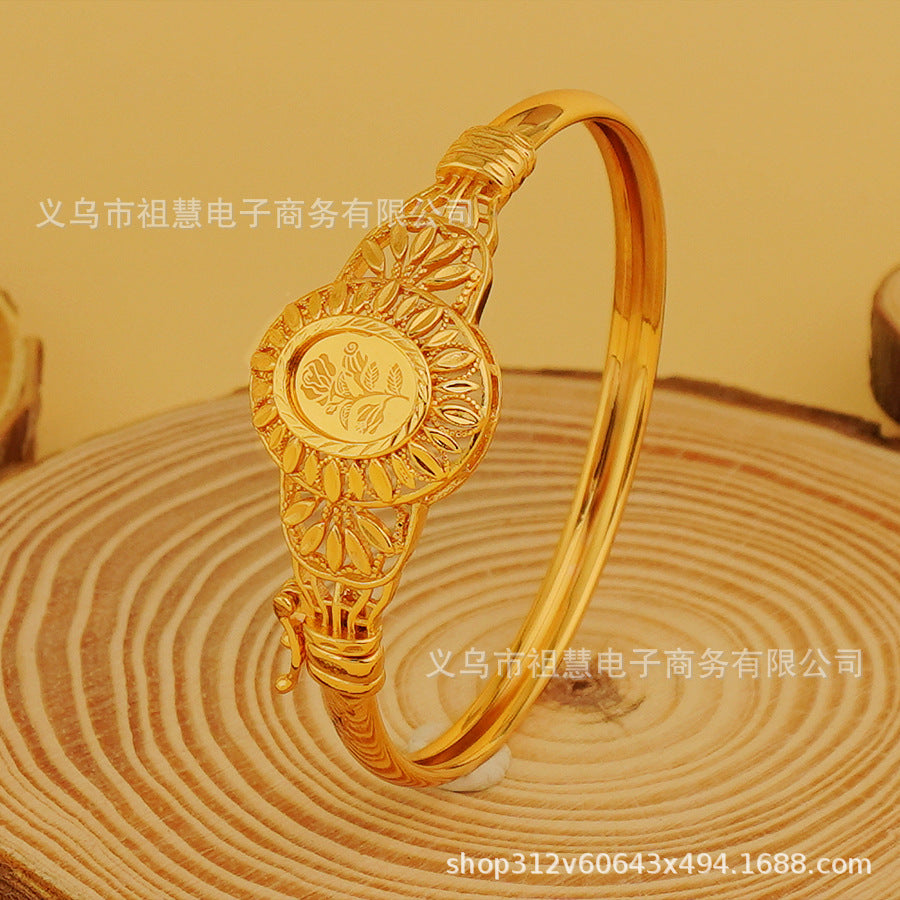 Trendy bohemian floral bangle bracelet, paired with a blooming high-end luxury bracelet as a bridal gift