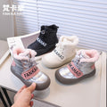 Vancahao girls' thickened warm snow boots,  winter new collection, boys' black cotton shoes, versatile ankle boots for kids