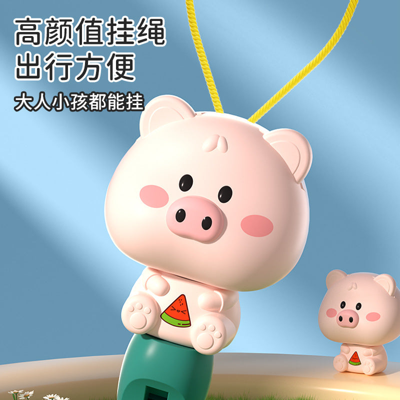 Cute cartoon whistle rabbit yellow duck pig shape lanyard whistle small trumpet kindergarten kids toys street stall