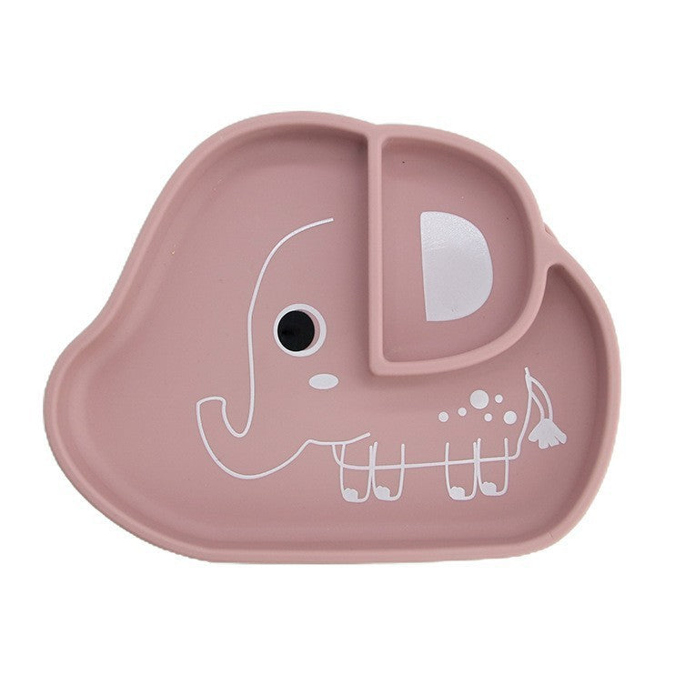 Cross-border children's silicone dinner plate baby partition plate complementary food bowl suction cup anti-drop animal shape silicone tableware
