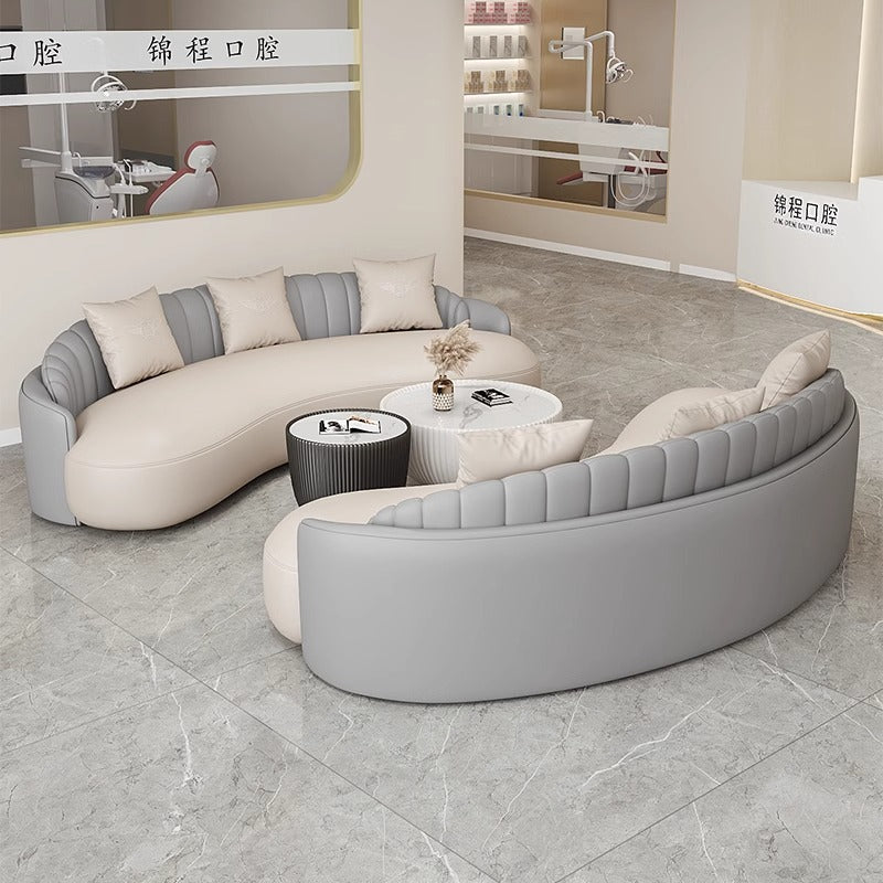 Cream style normcore slate leather corner table modern living room round small apartment size round coffee table sofa combination