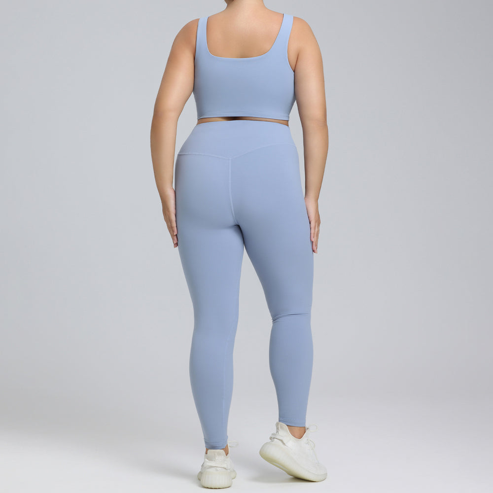 European and american plus size yoga outfit set - premium lycra brushed athletic set for women - running and fitness two-piece set