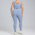 European and american plus size yoga outfit set - premium lycra brushed athletic set for women - running and fitness two-piece set