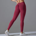 fashion seamless knittingpure colorv waist tight high elastic butt lifting yoga clothes sports running fitness yoga pants