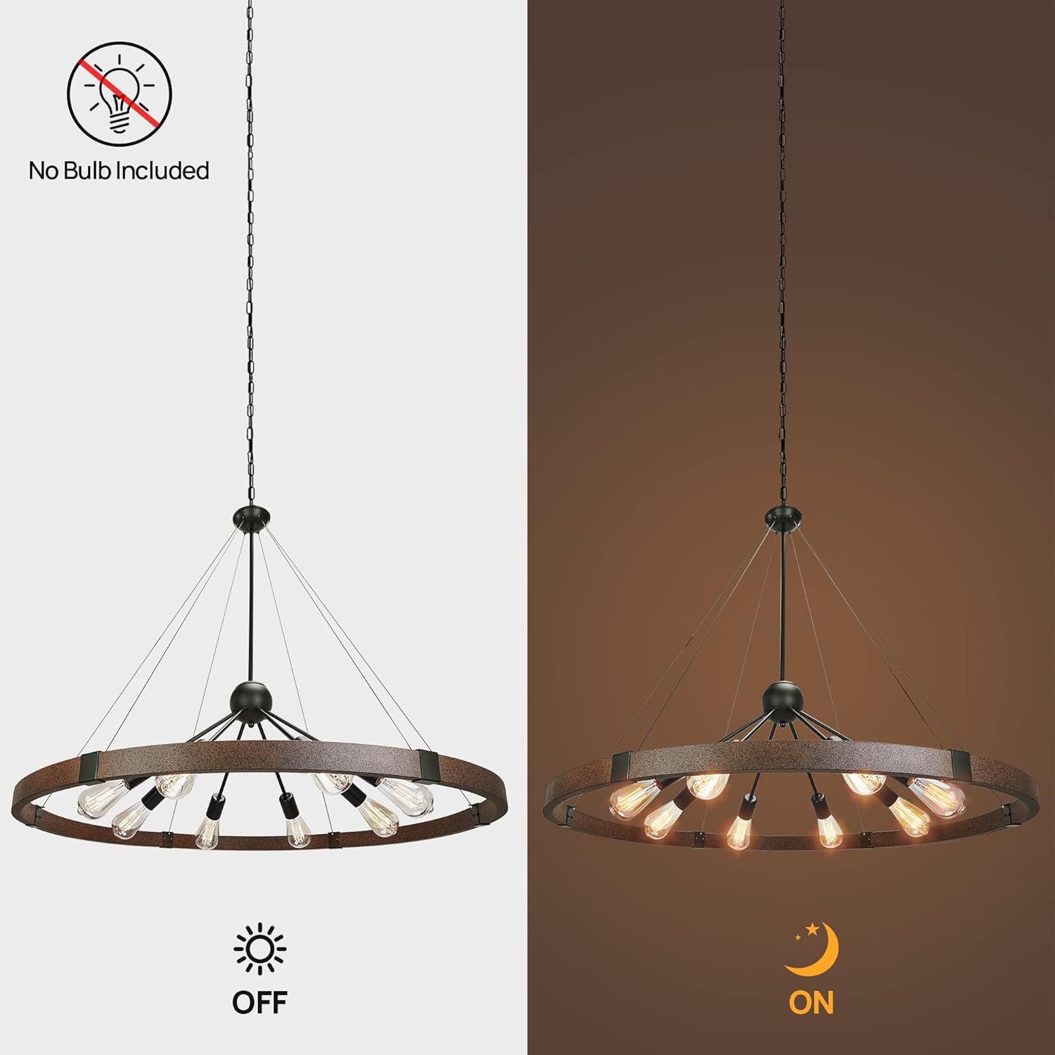 Cross-border retro industrial wind chandelier American wrought iron solid wood grain chandelier suitable for cafes, restaurants and bars