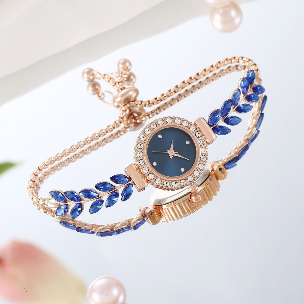 New women's quartz watch with rhinestone accents, small dial, delicate bracelet, adjustable band, fashion jewelry quartz watch - in stock