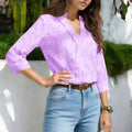 fashion cross-border new summer women's striped three-quarter sleeve v-neck blouse