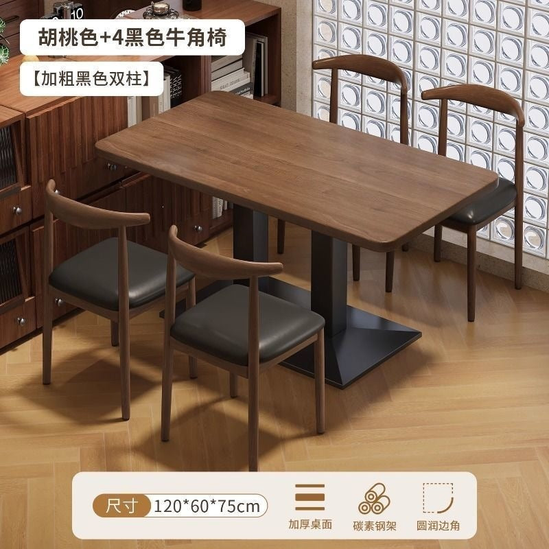 Commercial restaurant tables and chairs breakfast restaurant snack noodle shop long table milk tea barbecue restaurant one table four chairs combination dining chair