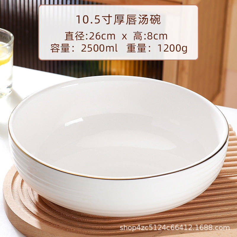 Wholesale for home large soup bowl extra large gold rim pickled fish large bowl ceramic large bowl boiled fish bowl large soup bowl