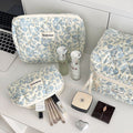 Rustic floral makeup bag - large capacity cosmetic organizer, portable handheld toiletry bag, makeup pouch for students