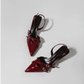 Exportplus size pointed toe flats spring and summer new arrival stiletto patent leather high heels one strap toe sandals for women