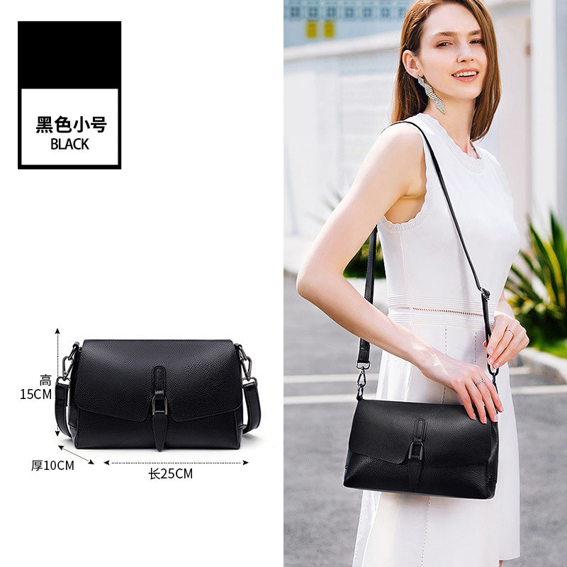 First layer cowhide women's 2025 new leather shoulder messenger bag fashionable versatile large capacity women's small bag