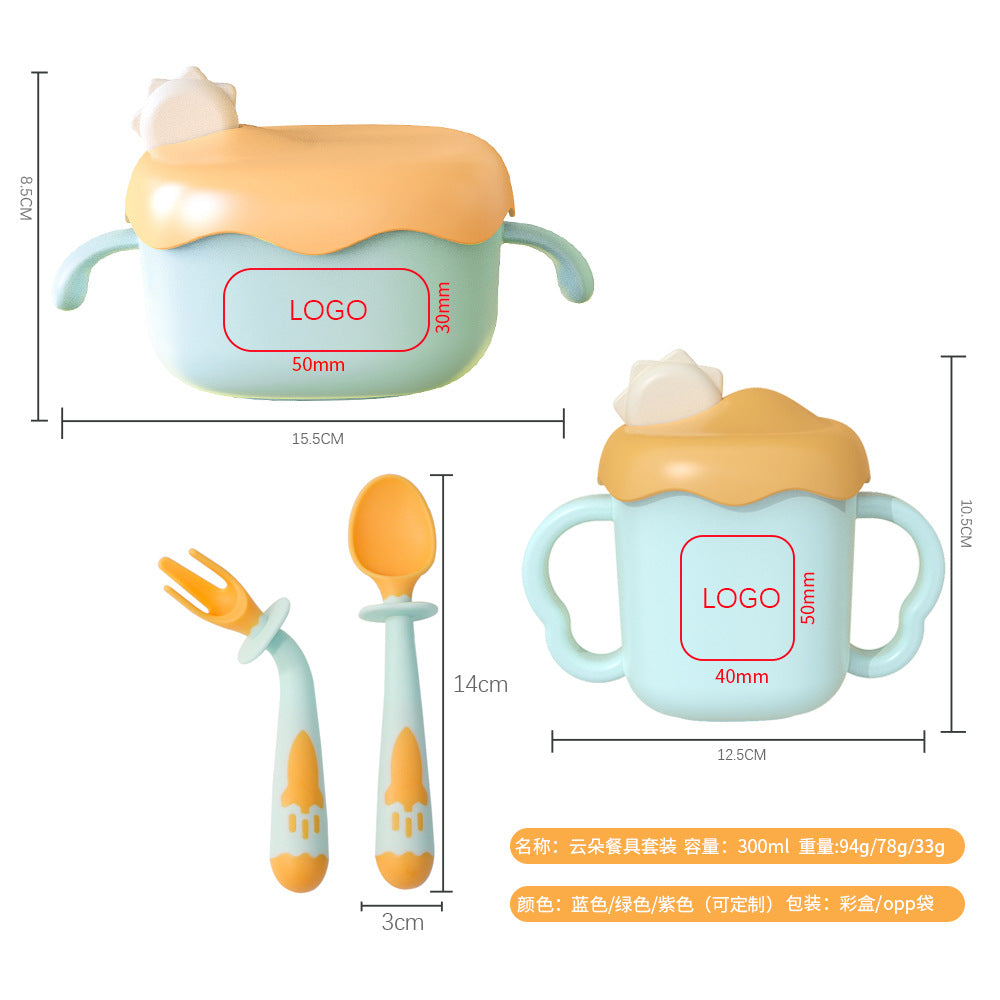 Children's gift set feeding utensils baby fork spoon supplementary food bowl infant milk cup baby and toddler supplies maternity and infant products wholesale