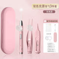 Metal luminous ear spoon ear clip kids rechargeable ear spoon suit baby ear tweezers nose clip ear picking tool