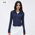 New women's windproof drawstring hooded yoga jacket - cropped, slim-fit, running & fitness jacket d25180