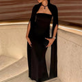 summer new arrival:  cross-border fashion, european & american style, high-end shawl sleeve, cinched waist mermaid dress
