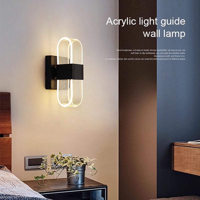 minimalist modern bedside lamp creative bedroom living room nordic led ultra-bright aisle background wall light