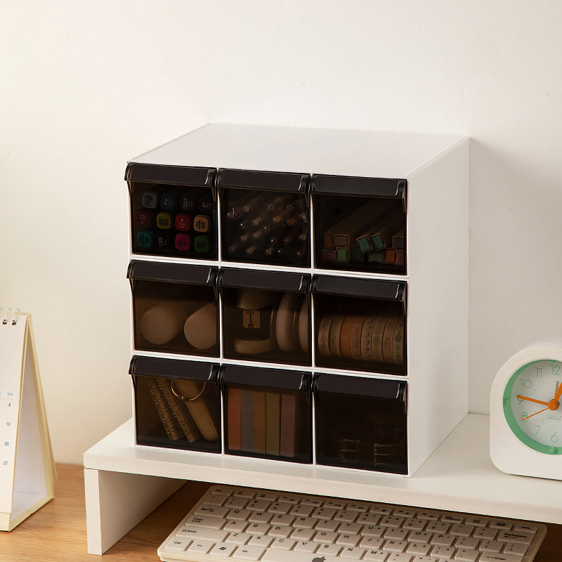 Japanese style INS desktop Jiugong grid storage box sticker marker stationery storage box drawer type multi-layer compartment