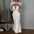 european and american cross-border women's fashion: new autumn collection - elegant floral deep v-neck maxi dress