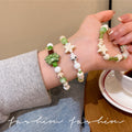 Green ceramic beaded bracelet for women - dopamine jewelry, niche, light luxury, exquisite bracelet, cute, high-value, student party accessory