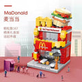 Street view city building blocks mini fast food beverage commercial street compatible with lego boys and girls educational assemble toy gift