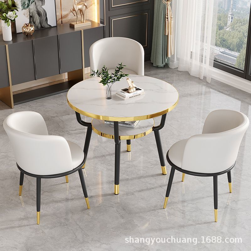 Casual negotiation balcony casual table and chair reception office coffee shop sales office rest area double-layer for home small round table