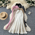Frenchhigh waisteasiest for match skirt women fall and winter2025new arrivalclassy slimming look silm tassel fishtail knitting skirt