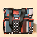 2026 new women's bag large capacity shoulder bag fashionable tote bag color block oxford cloth tote bag mom bag