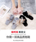 export plus size criss-cross fuzzy slippers women's open-toe cotton slippers indoor floor slippers large floral parent-child style fuzzy slippers