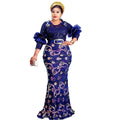 supply round neck mid-sleeve slim fit mermaid long dress evening gown sequin african european fashion women's clothing