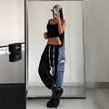 Amazon tiktok pinduoduo foreign trade cross-border fashion asymmetrical denim stitching leggings overalls