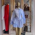 European and american cross-border women's fashion:  summer new arrival - chic and elegant lapel button-down irregular long sleeve shirt dress