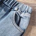 Export cross-border high-quality children's clothing round neck lace lace suspender workwearjeans children's suit