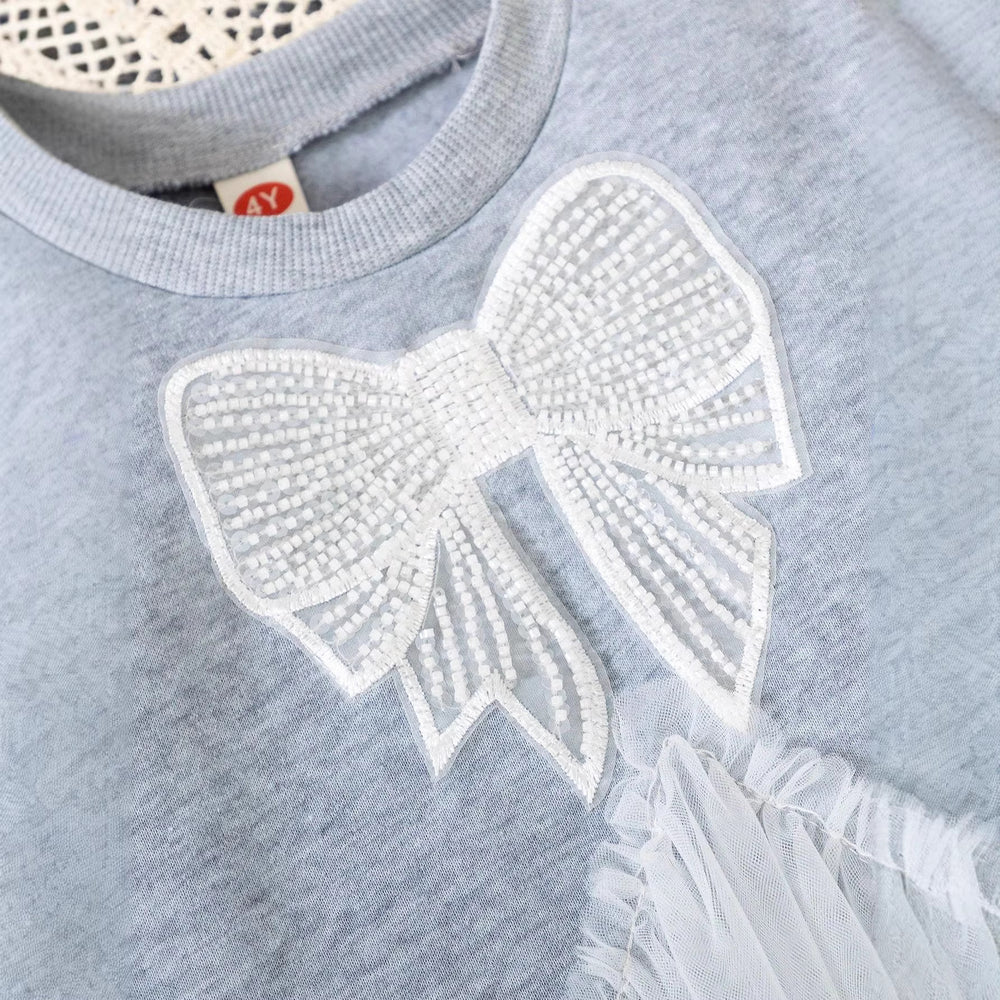 Girls' spring dress  new style kids chic princess dress baby mesh patchwork sweatshirt dress - yingshang