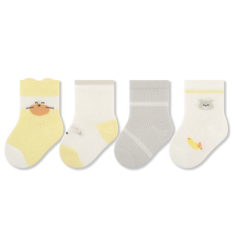 Babylon children's socks - breathable mesh mid-calf socks, seamless, anti-mosquito, cartoon design, class a quality for girls and boys
